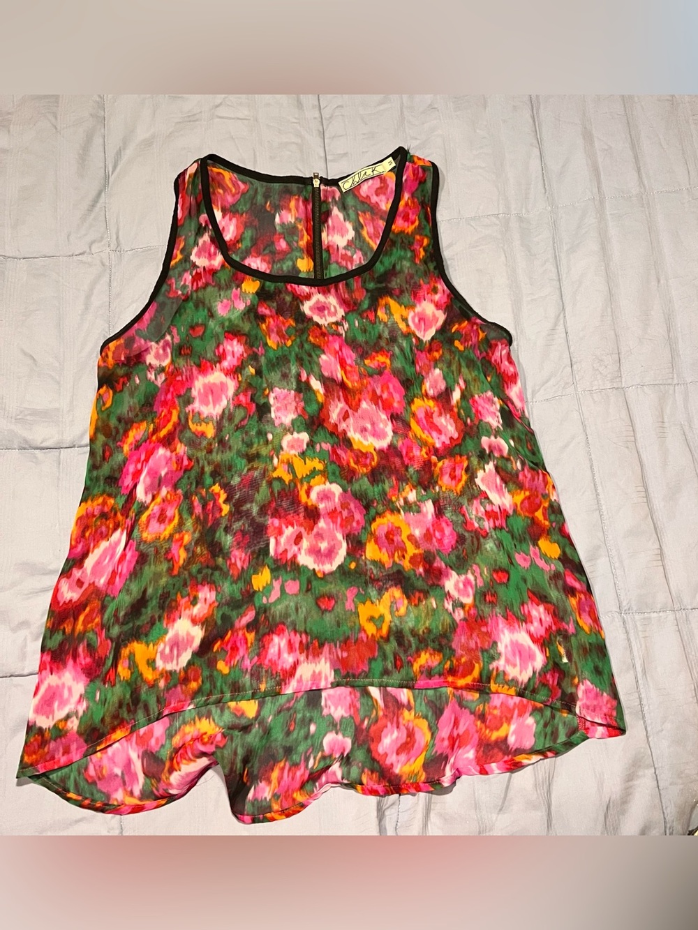 Chloe K Floral Sleeveless Camisole - Pink, Green & Yellow